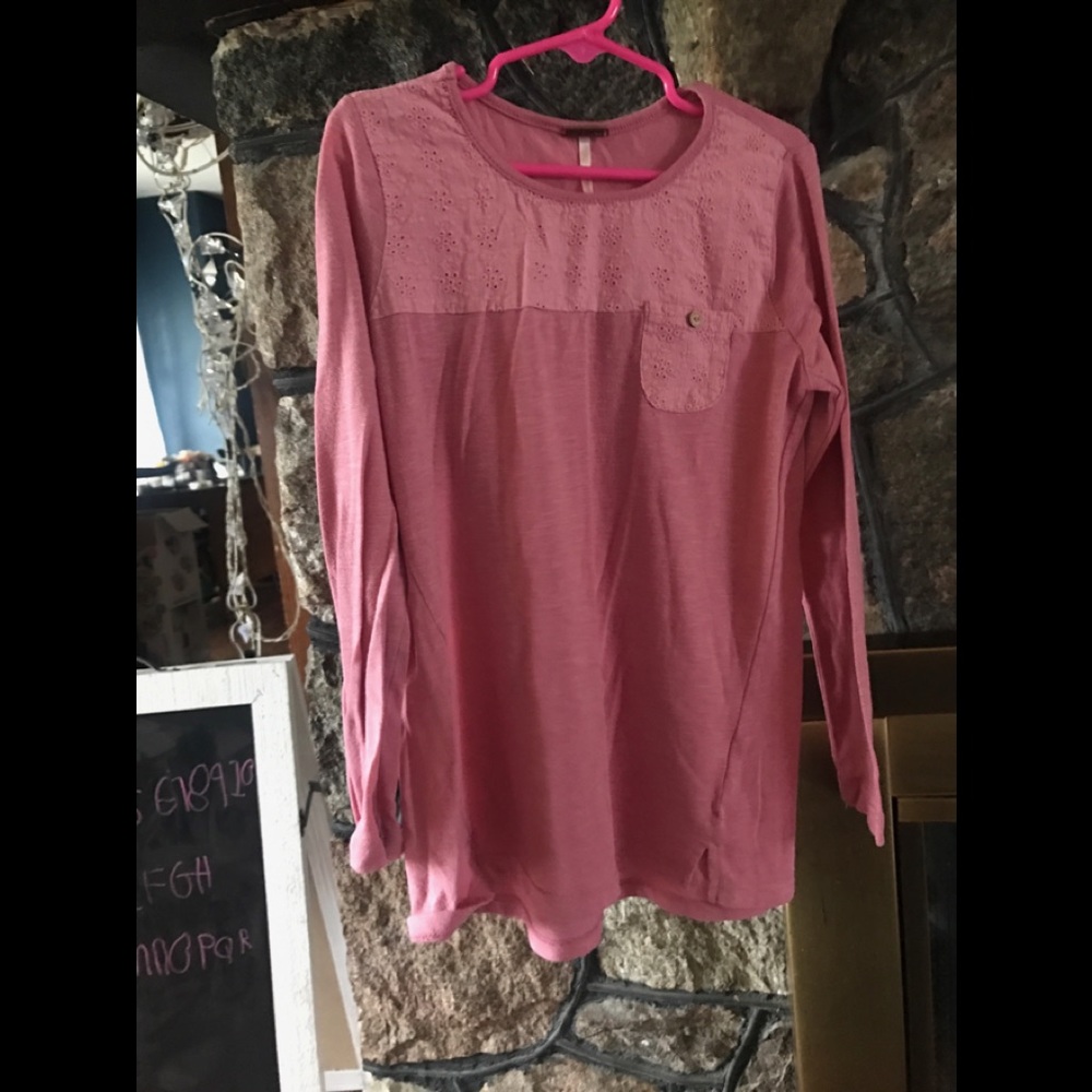 pink long sleeve girls shirt with a cute lace top